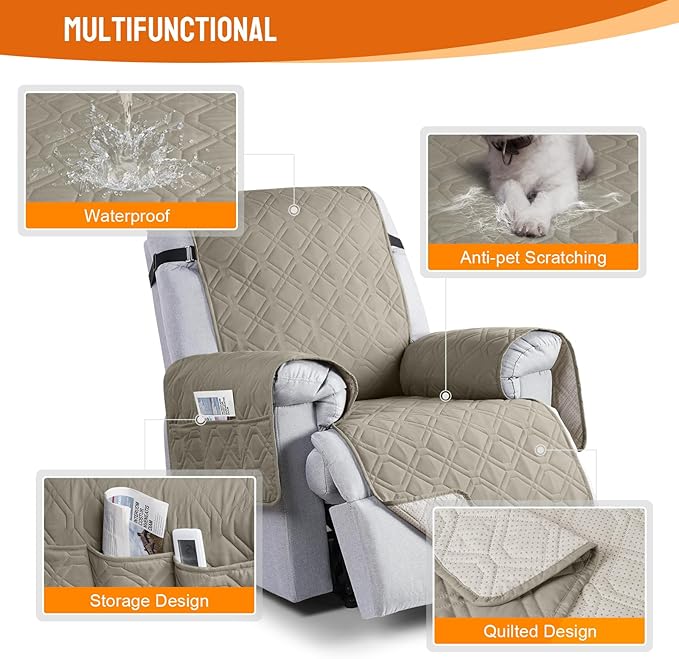 VANSOFY 100% Waterproof Recliner Chair Covers, Recliner Cover Non-Slip Dog