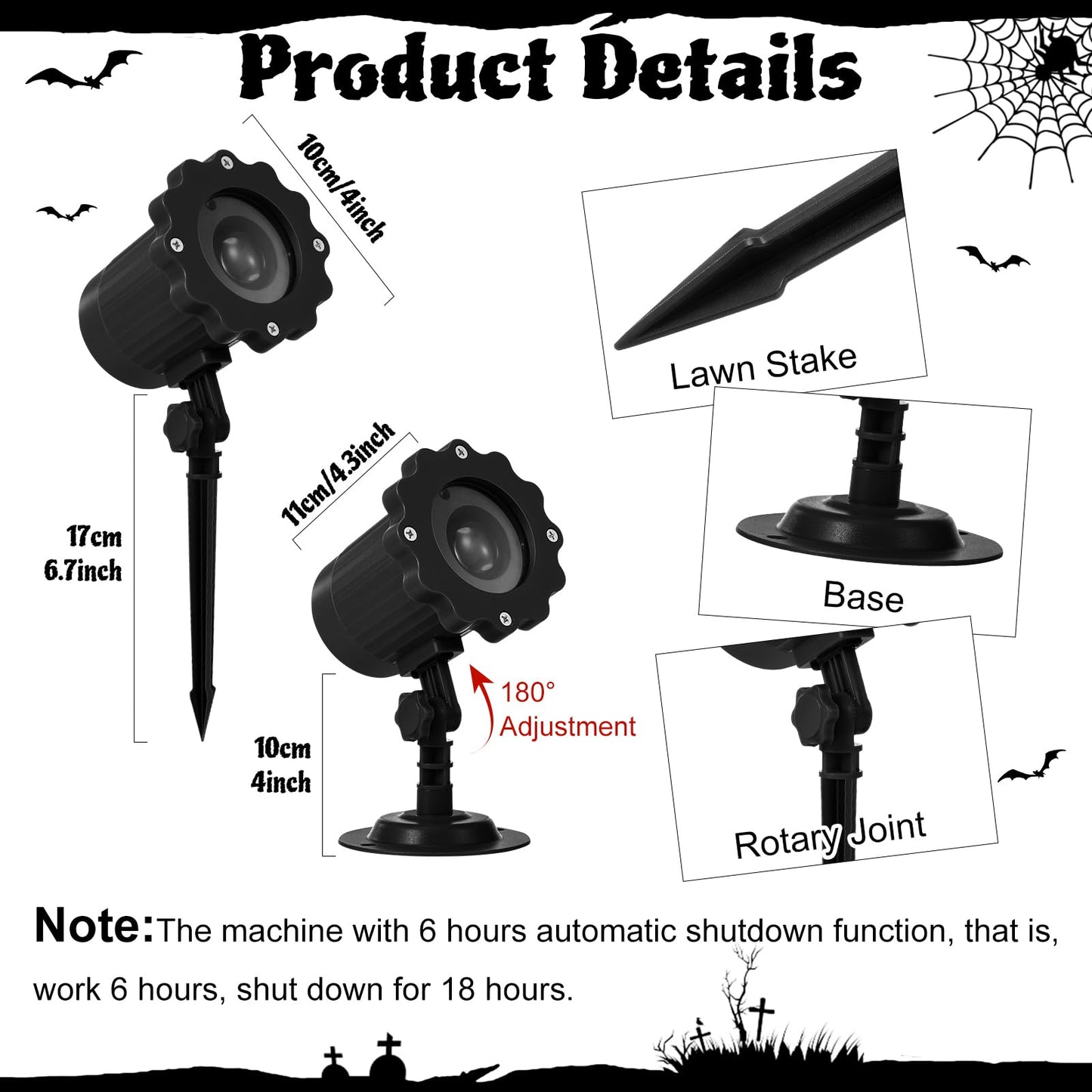 Treela Halloween Projector Lights Outdoor Indoor Dynamic Ghost Skull Lights Decoration Outside LED Landscape Lamp for Holiday Garden Supplies(Red,Ghost)