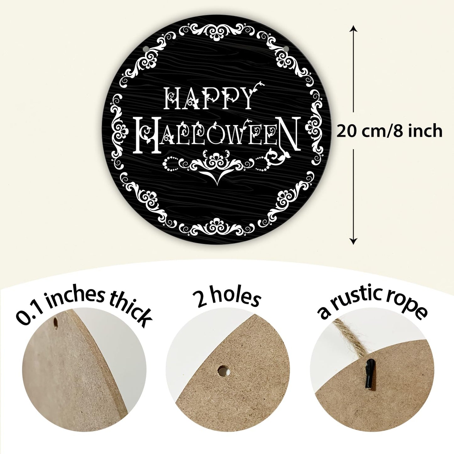 The Witch Is In Wood Sign Plaque, Halloween Hanging Wreath Sign for Home Garden Hallway Entryway Porch, Party Supplies, Front Door Round Wood Sign Wall Decor Artwork -04
