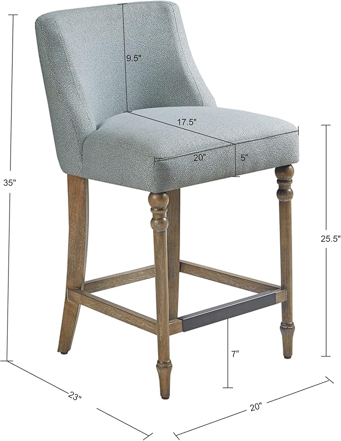 Martha Stewart Delaney Upholstered Mid-Century Modern Counter Stool