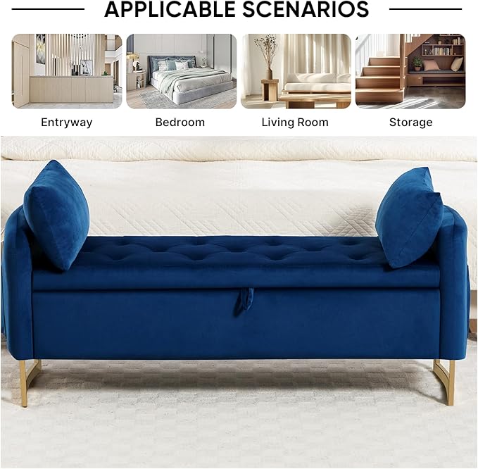 48" End of Bed Bench, Modern Storage Benches