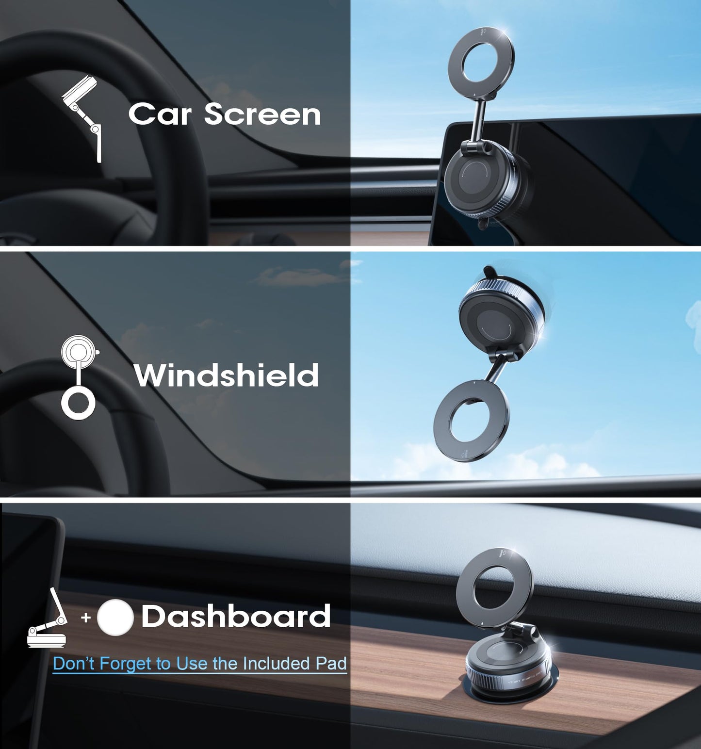 REOKILY 2026 Upgraded Vacuum Magnetic Car Phone Holder 360° Reinforced 96LBS Ultra Suction Cup Phone Mount for MagSafe Cell Phone Holders for Your Car/Gym/Mirror Mount for iPhone & Android