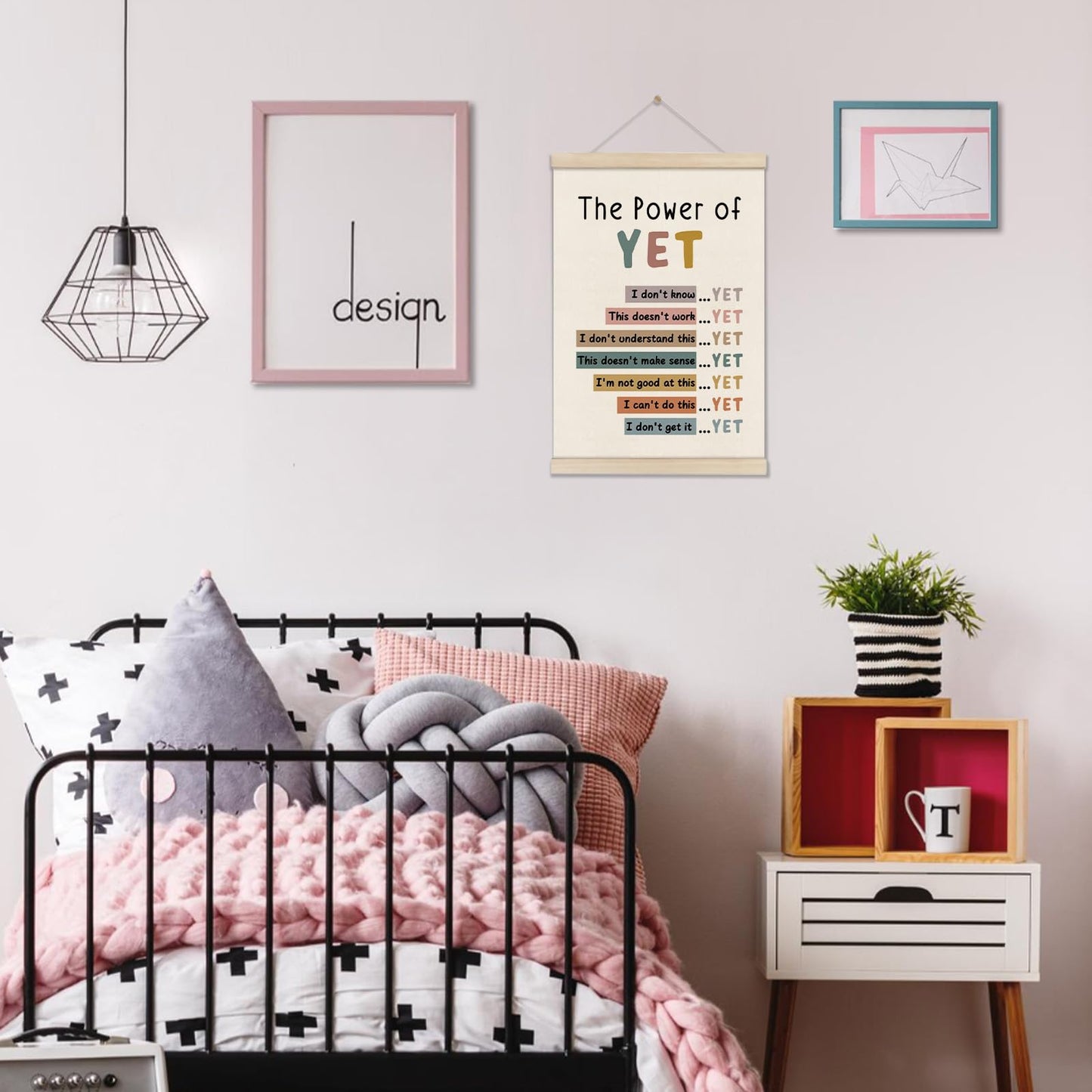 DOI-LANEE The Power of Yet Poster - Motivational Inspirational Wall Decor, Mental Health Therapy Office Decor, Growth Mindset Wall Art for Homeschool Classroom Counselor, 16x12 Inch