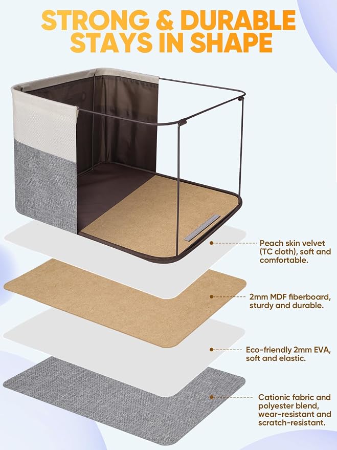 BALEINE 1 Pack Fabric Closet Storage Bins for Shelves, Linen Closet Organizers and Storage, Decorative Baskets for Organizing, Shelf, Clothes, Home, Office (Grey, 12"x8"x8")