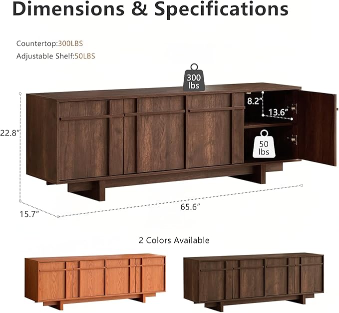TV Stand for 75 Inch TV, Mid Century Modern TV Stand