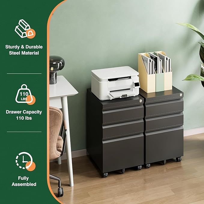 Letaya 3 Drawer Mobile File Cabinet