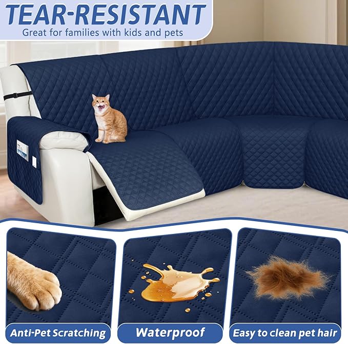 Arfntevss Recliner Sectional Couch Covers 1OO% Waterproof L Shape Sofa Cover