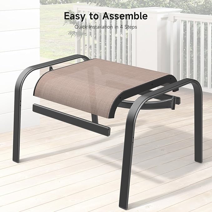 ONBRILL Outdoor Ottoman Set of 2, All Weather Outdoor Foot Stool
