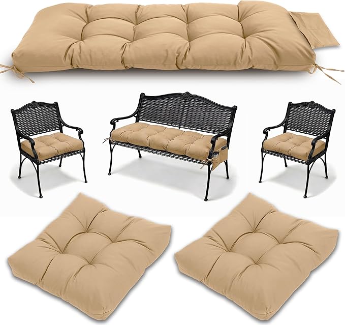3 Pcs Wicker Chair Cushions Patio Loveseat Chaise Cushion Set