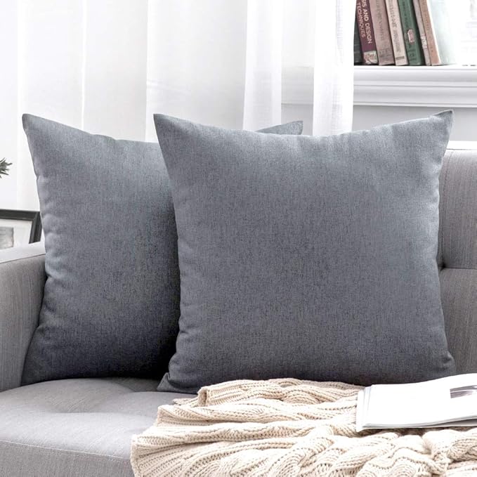 MIULEE Pack of 2 Decorative Outdoor Solid Waterproof Throw Pillow Covers Faux