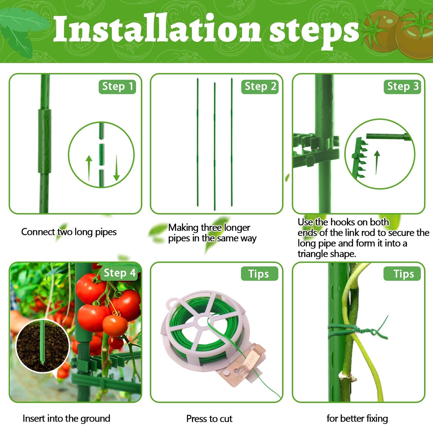Fabulas 3 Pack Tomato Cages - Tomato Trellis Plant Support Stake Cage for Garden and Pots, Adjustable Tomato Plant Cage Tall Up to 48 Inch for Raised Garden Bed Outdoor Climbing Plants Vegetables