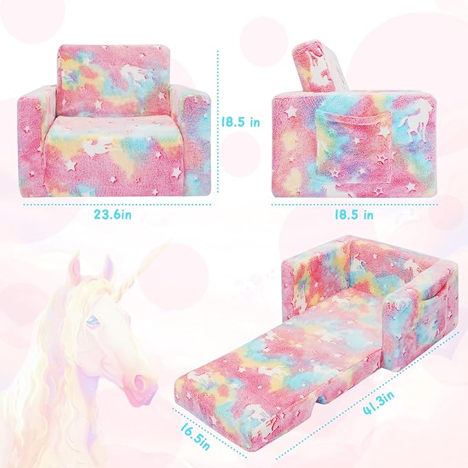 SLIGUY Kids Couch, Toddler Chair, Fold Out Kids Sofa Chair, Convertible Sofa to
