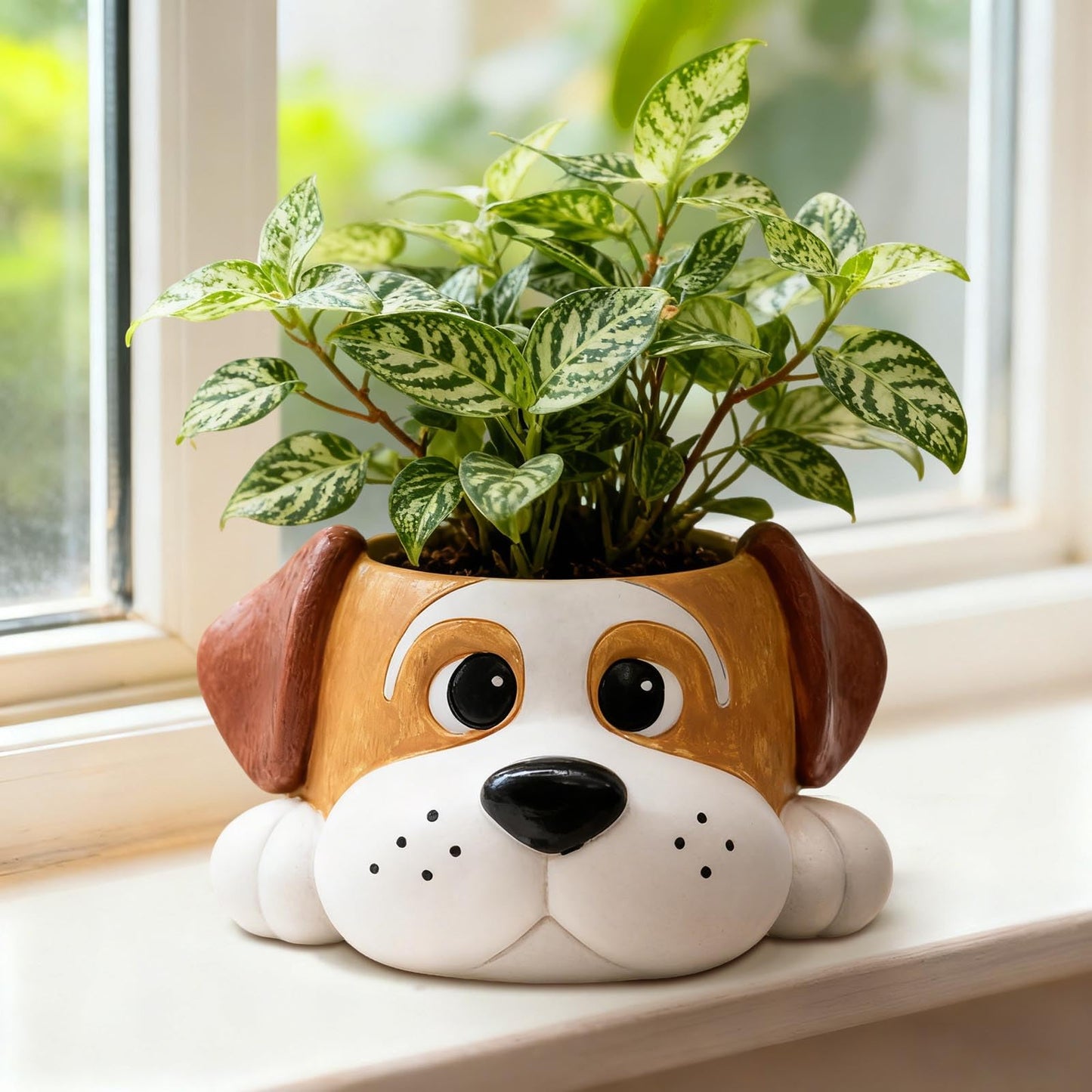 Toparad Dog Resin Planter Pot - Funny Animal Plant Pots for Home Office Decor, Cute Flower Pot with Drainage Hole for Indoor Outdoor Plants, Unique Succulent Pots Gift IdeaI for Plant Lovers