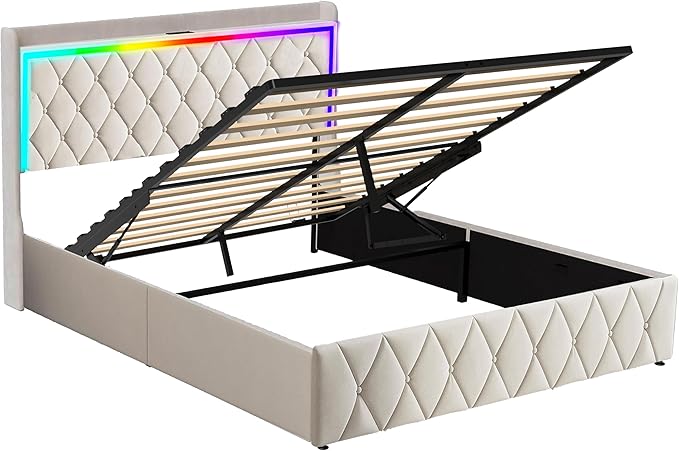 Modern Multi-Color LED Light Full Bed Frame