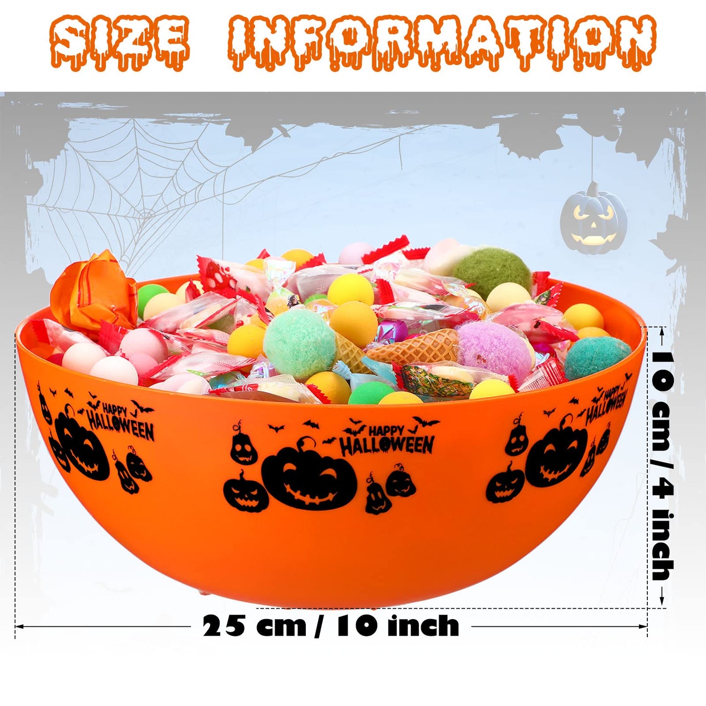 Funtery 6 Pcs Halloween Candy Bowl Ghost Pumpkin Bat Large Plastic Trick Treat Candy Serving Bowls Halloween Ghost Pumpkin Bat Holders Tableware Party Supplies Decorations