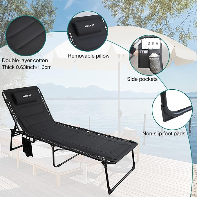 Outdoor Folding Lounge Chair Padded