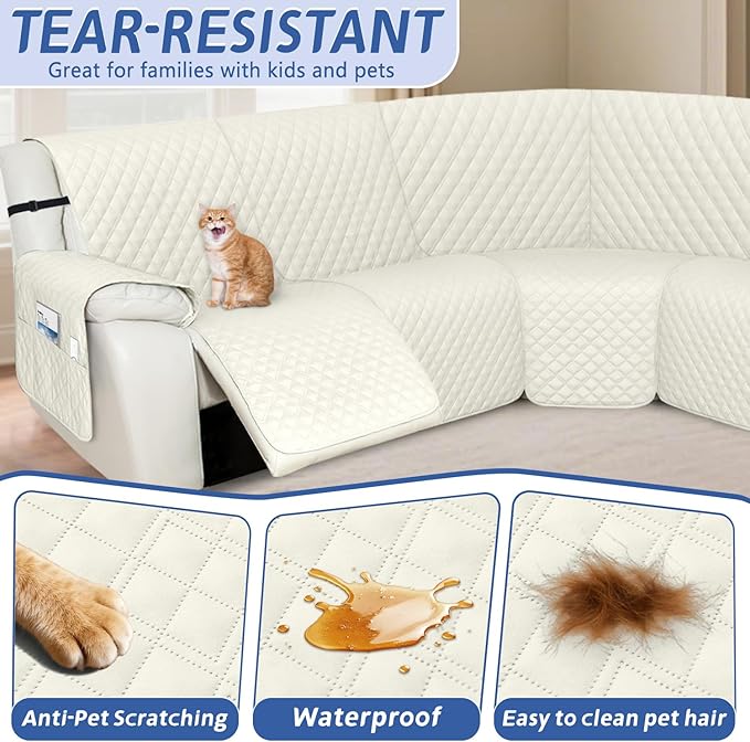 Arfntevss Recliner Sectional Couch Covers 1OO% Waterproof L Shape Sofa Cover