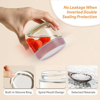 4 Pack Glass Clear Storage Canister with Airtight Lid, 12oz Overnight Oats Containers, Small Cute Decorative Pantry Jar for Snacks, Yogurt, Cereal, Fruit, Salad, Spice, Sugar, Coffee, Tea