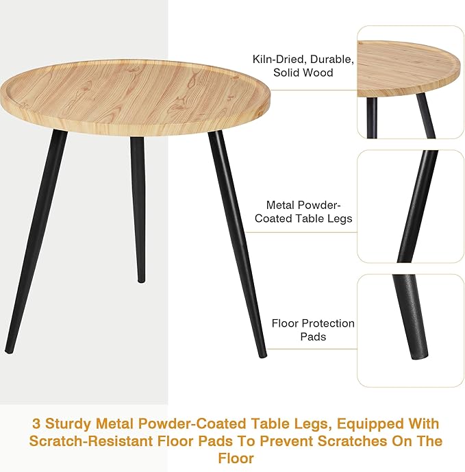 VECELO Modern Side Table, Round Small End Table, Exclusively Designed