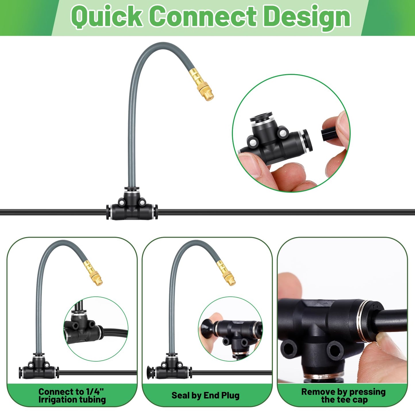 360° Adjustable 1/4" Drip Irrigation System,Bendable Watering Misting Irrigation System, Garden Watering Atomizing System with 15 Nozzles, Automatic Irrigation System for Garden