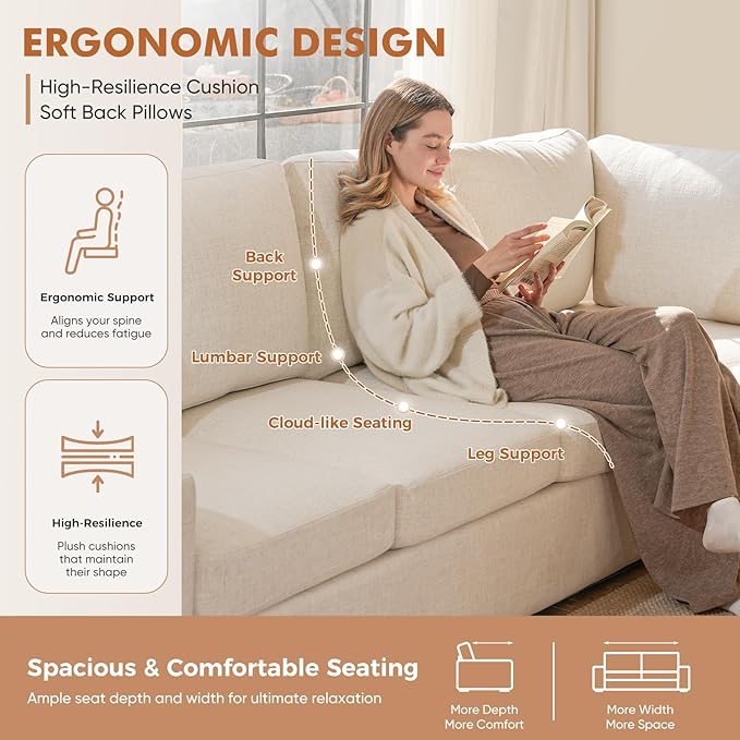 ABCASA Oversized Modular V Shaped Sectional Couches