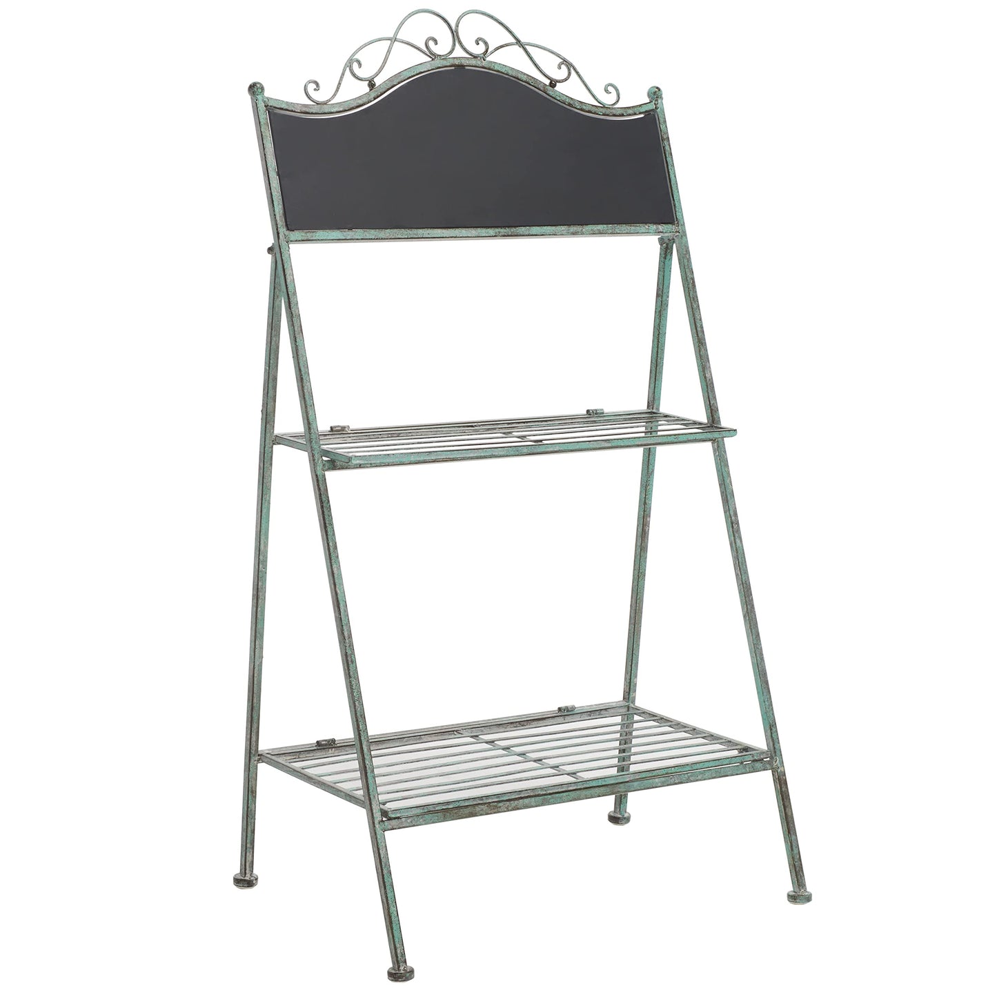 SAFAVIEH Outdoor Collection Natum Victorian Antique Dark Green Wrought Iron Plant Stand