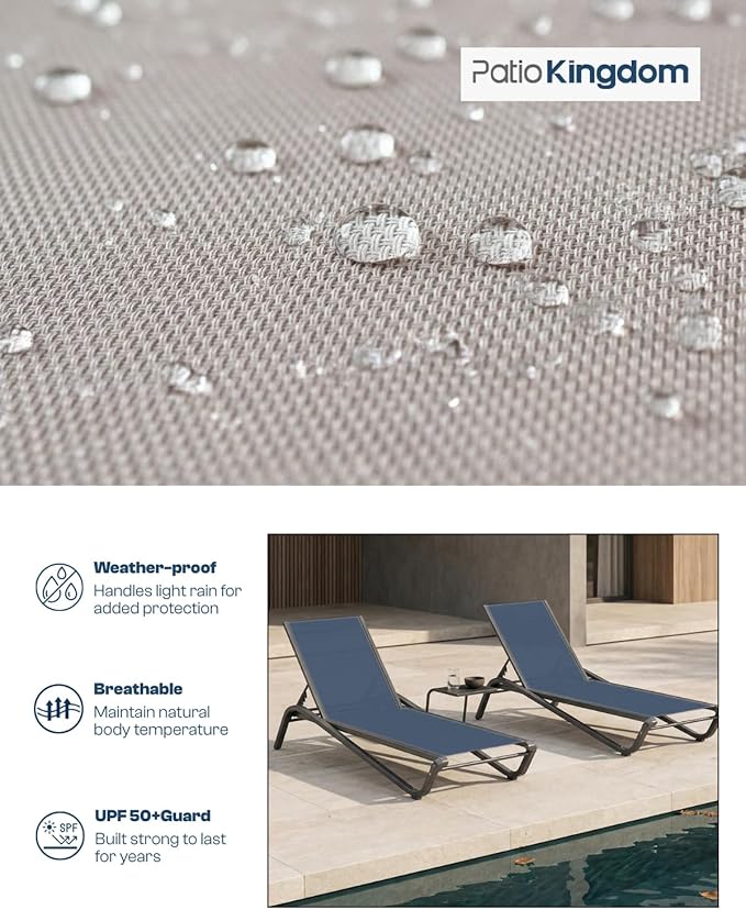 Patio Chaise Lounge Chairs Set of 6, All-Weather Aluminum Pool Loungers