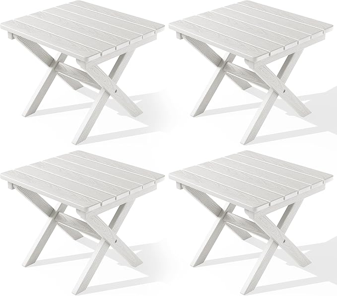 SERWALL Folding Outdoor Side Table Set of 4, Small Adirondack Side Table