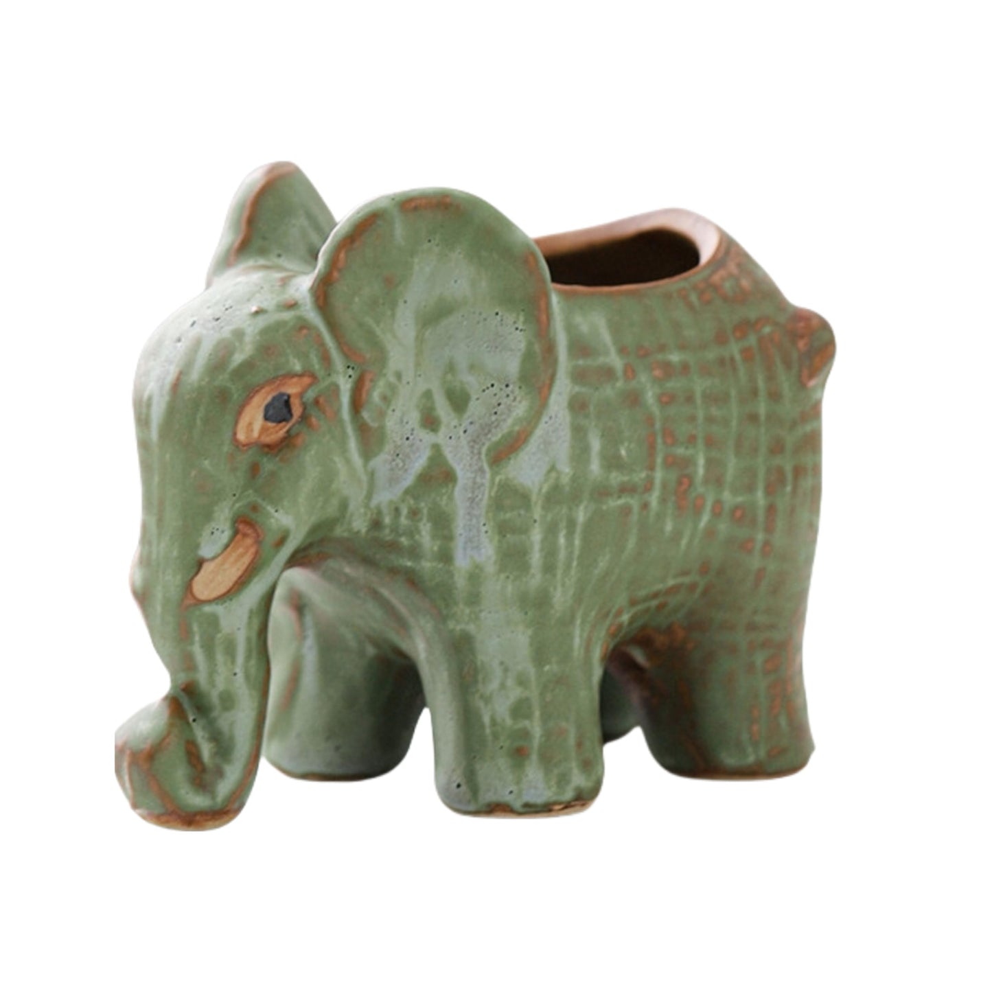 SJBAG Cute Animal Elephant Shaped Ceramic Succulent Cactus Air Plant Flower Pots Planters-Plant Not Included (Small Green)