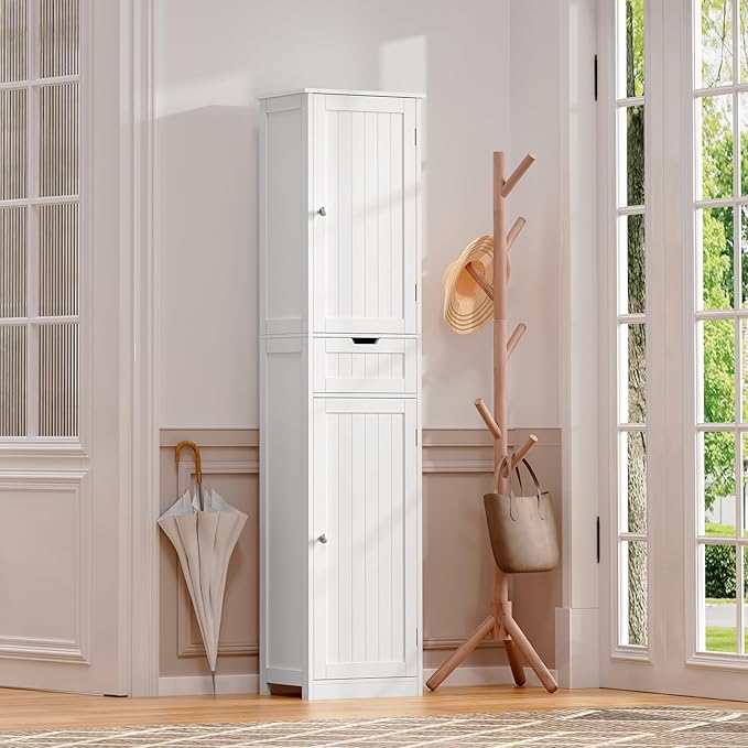 Iwell 67" Tall Bathroom Cabinet, Storage Cabinet