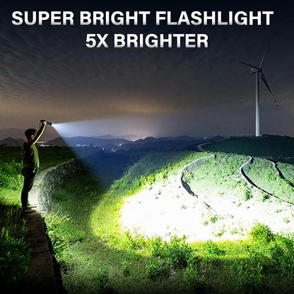 AKNEAR Rechargeable LED Flashlight High Lumens, Super Bright Flashlights with Zoomable & USB C Rechargeable & 5 Light Mode & Waterproof, Powerful Flash Light for Home, Hiking (Digital Display, 3 Pack)