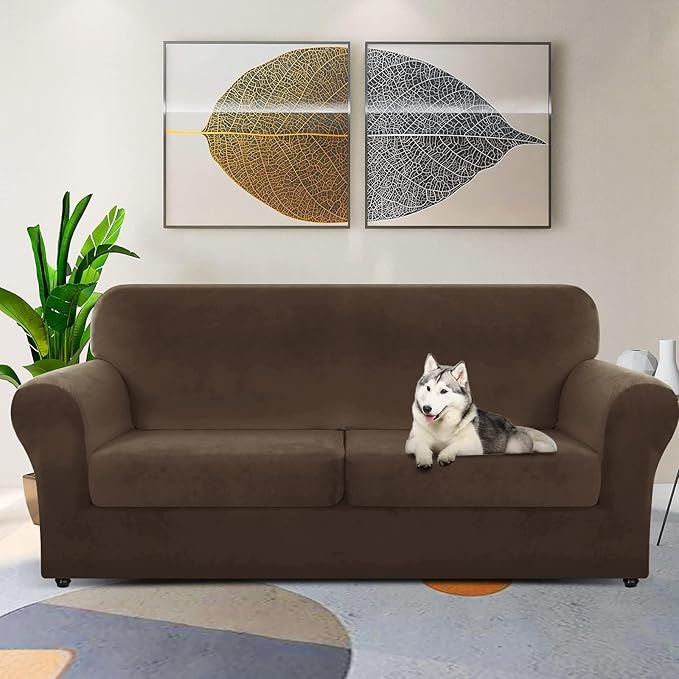 ZNSAYOTX Oversized Velvet 3 Piece Couch Cover