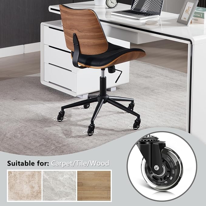 Home Office Desk Chair with Wheels, Adjustable Height Armless Office Chair