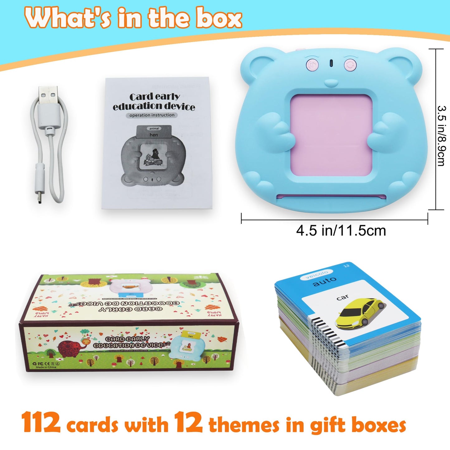 MAYAPHILOS Italian and English Talking Flash Cards, Pocket Speech for Learn Italian, Italian Language Learning Audible Talking Flashcards Toddlers' Sensory Preschool Educational Birthday Gifts