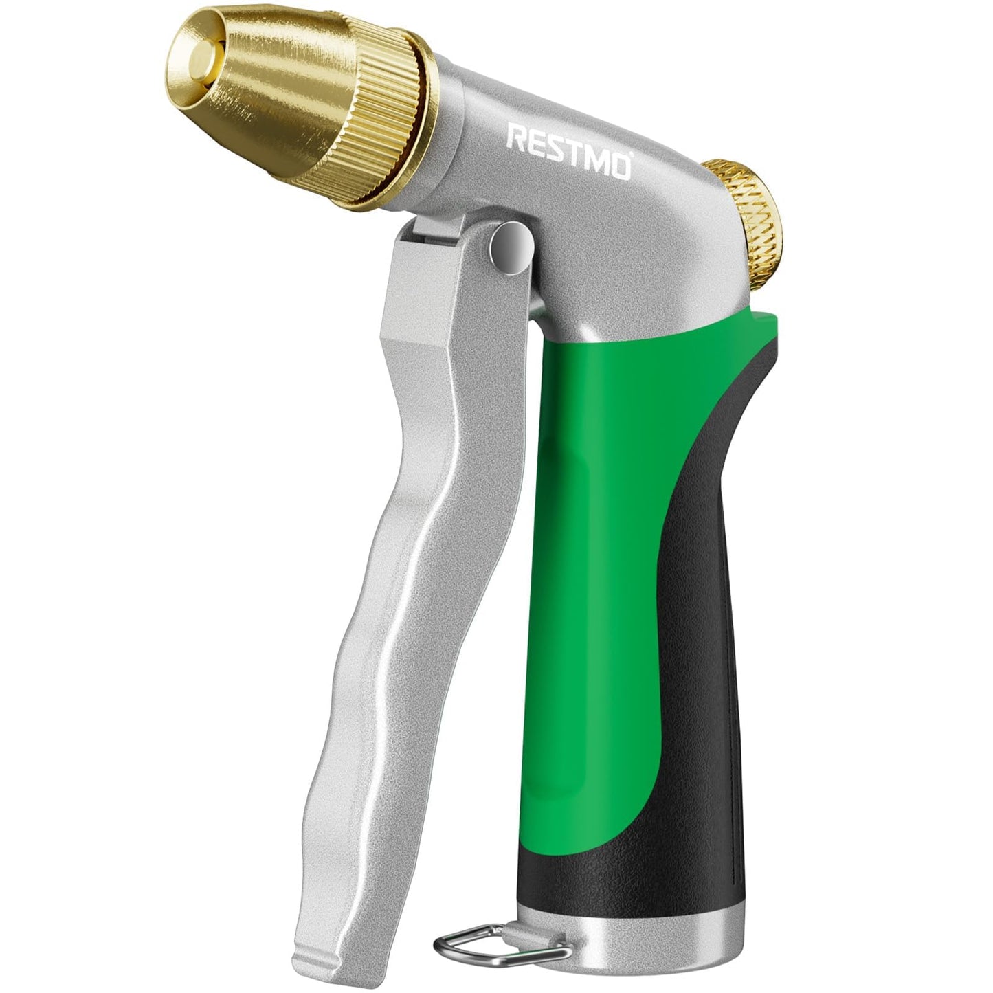 RESTMO Heavy Duty Metal Water Hose Nozzle, High Pressure Garden Hose Nozzle, Hose Sprayer Nozzle with Adjustable Spray Patterns for Garden Watering, Car Washing, Patio and Pet, Green