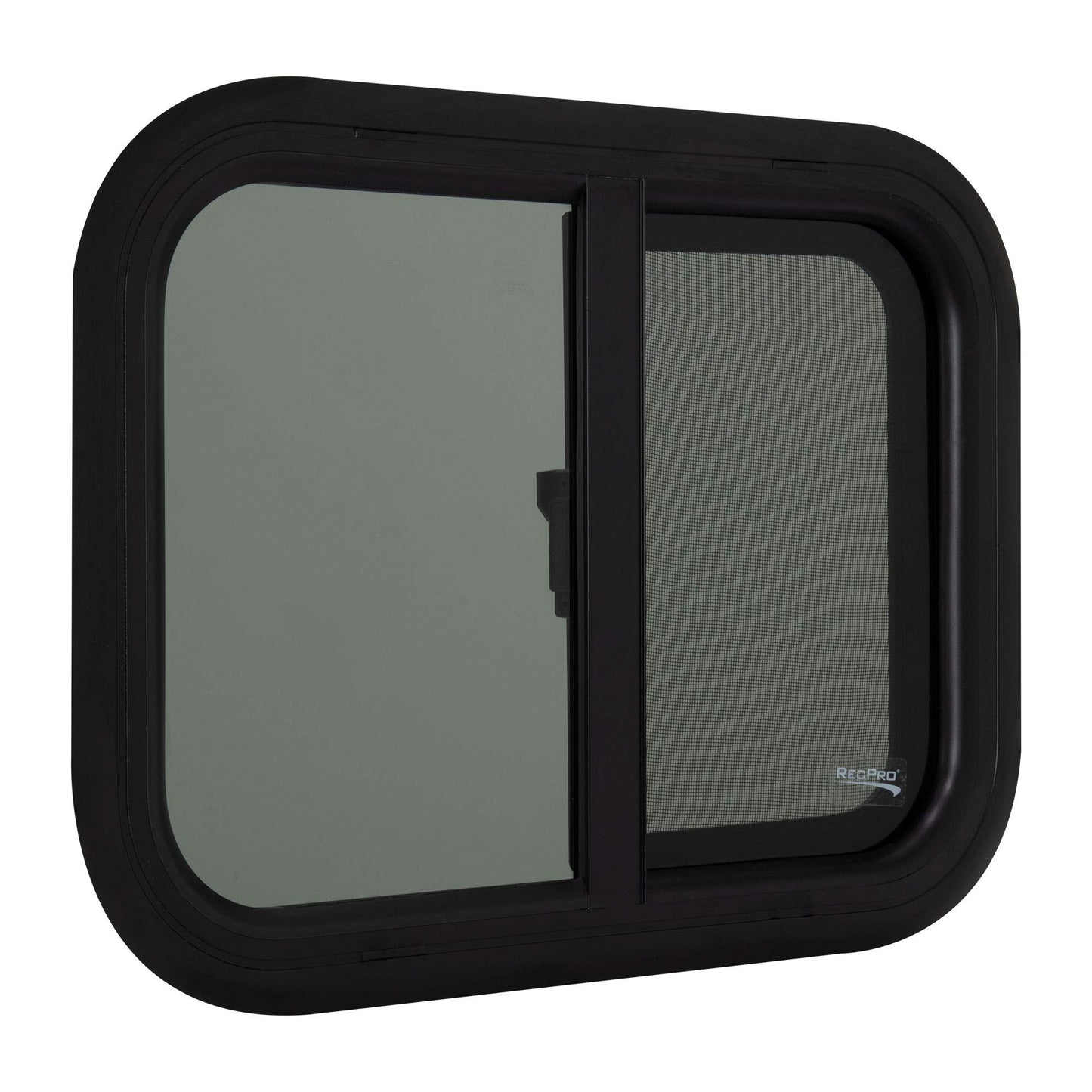 RecPro RV Window Replacement | Teardrop Style | 20inW x 15inH | Horizontal Sliding | Black | Model RP-WIN