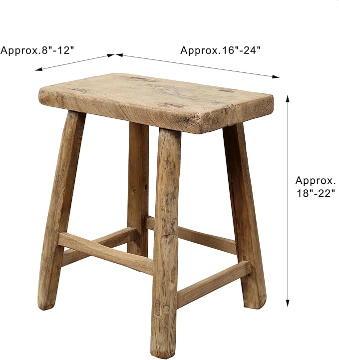 Artissance Rustic Wooden Stool – Handmade Reclaimed Wood Stool, Vintage