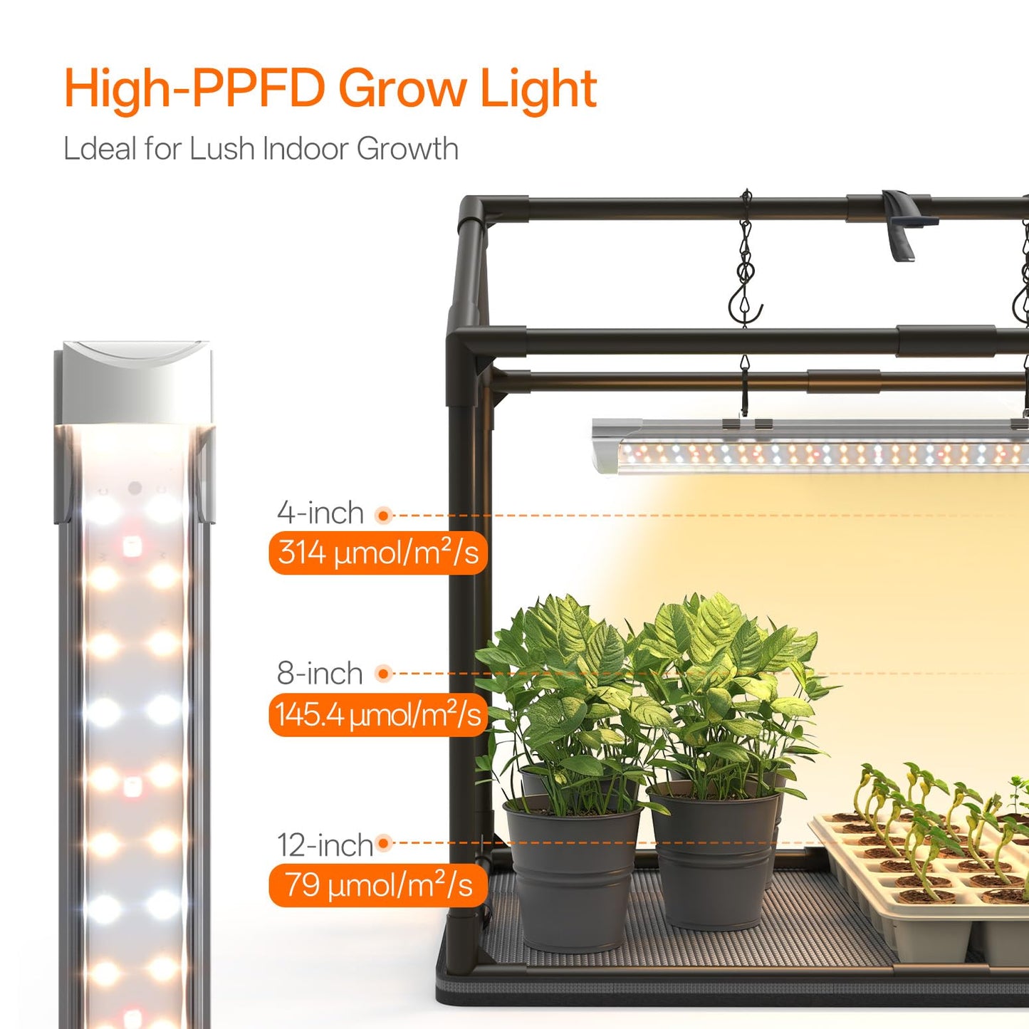 Bstrip Indoor Greenhouse with Grow Light, Mini EVA Tent with PET Base Mat, Ventilation Windows & Zippered Door, 18W Tabletop Greenhouse Light for Seed Starting with Timer, 23.8" x 15.7" x 20.5"