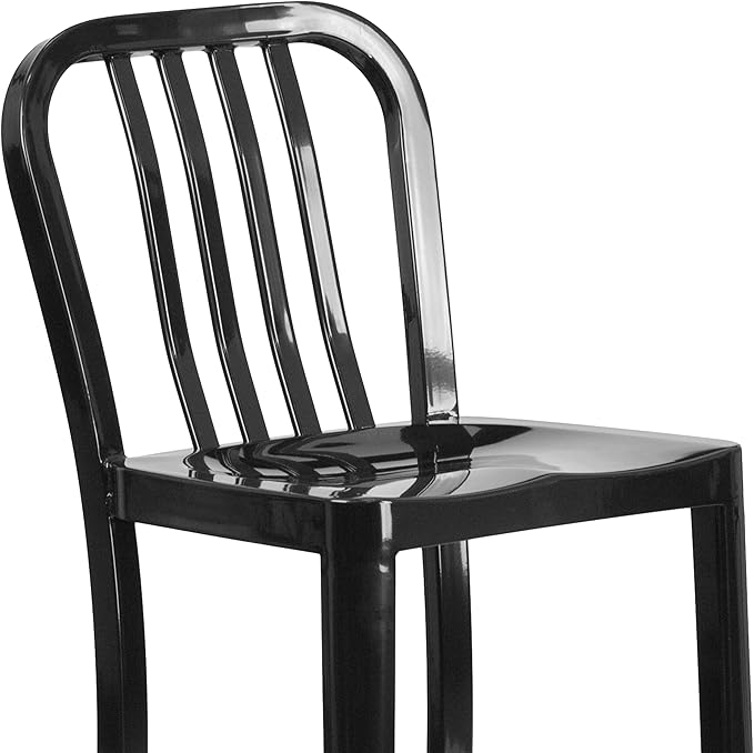 Flash Furniture Commercial Grade 30" High Black Metal Indoor-Outdoor Barstool