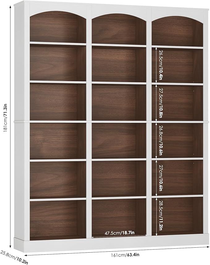 FACBOTALL 71" Triple Wide Bookshelf, 6 Tier Tall Bookshelf, Large Bookcase