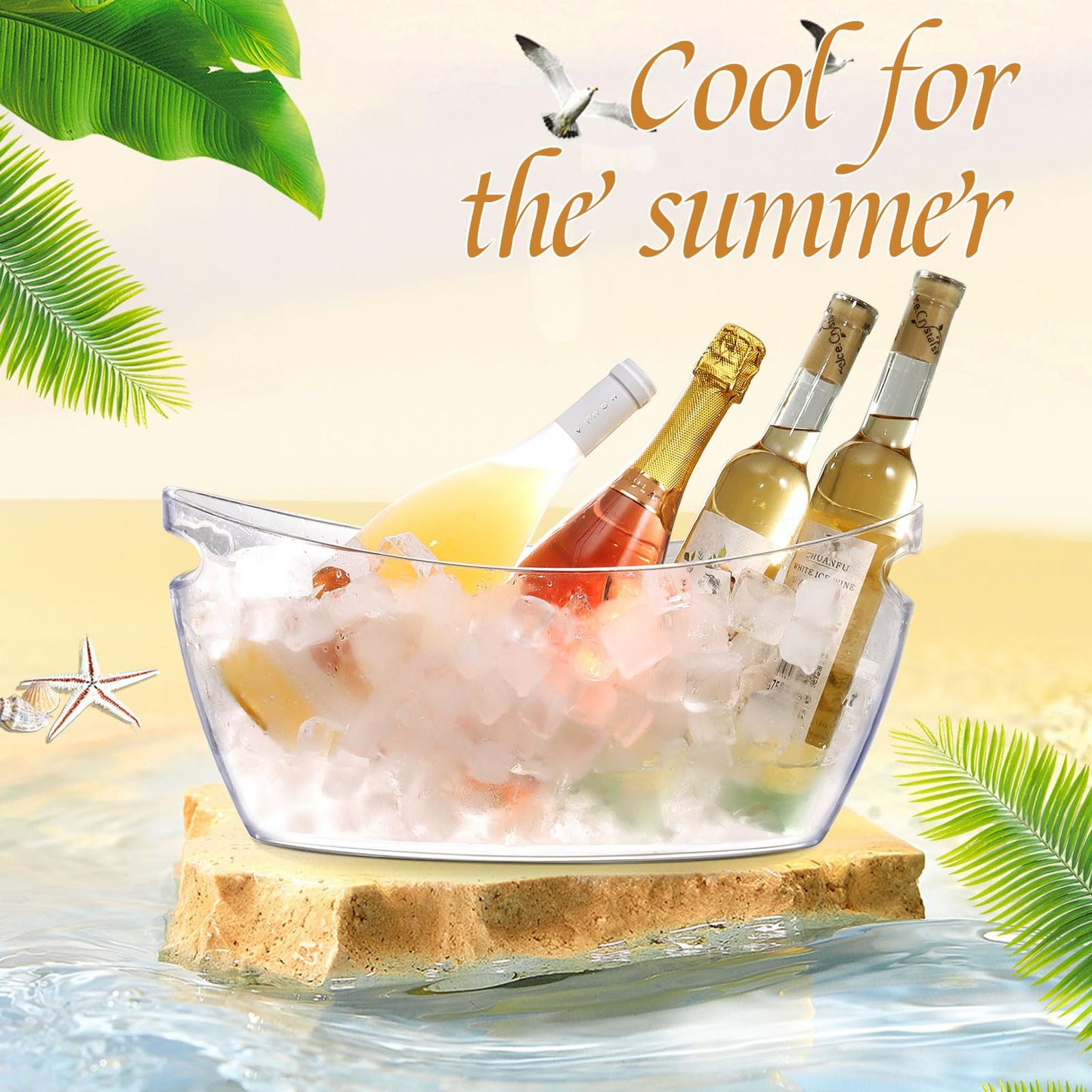 Barafat Ice Bucket for Parties 5.5L - Clear Acrylic Champagne Bucket with Scoop, Large Beverage Tub for Cocktail Bar, Wine, Beer, Soda & Drinks