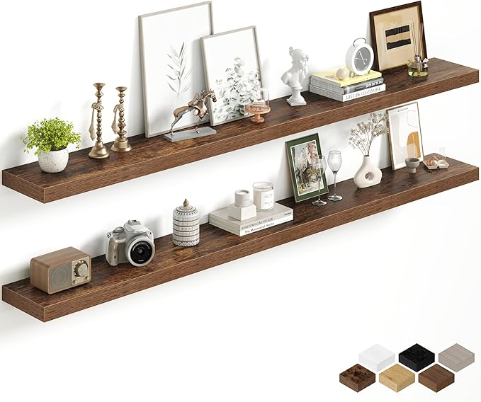 Fun Memories 72Inch Long Floating Shelves, 8 Inch Deep Shelves