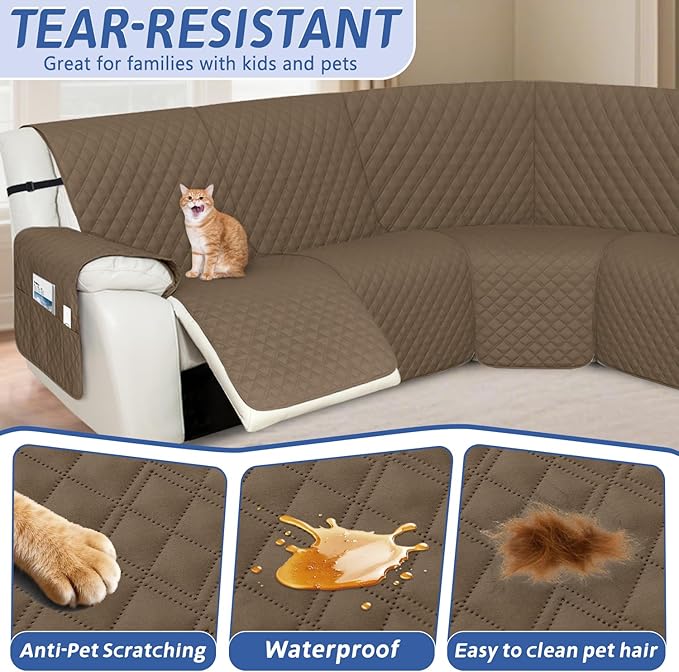 Arfntevss Recliner Sectional Couch Covers 1OO% Waterproof L Shape Sofa Cover