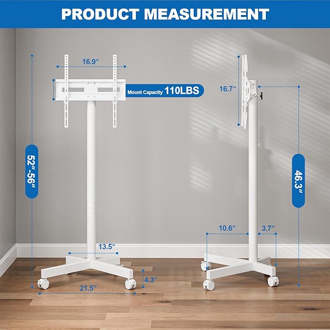 Mobile TV Cart Rolling TV Stand