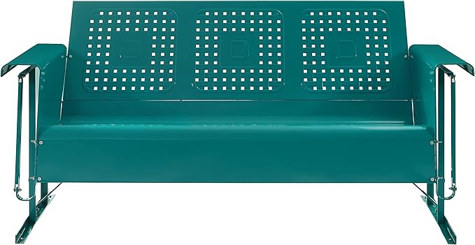 Crosley Furniture Bates Retro Metal Outdoor Sofa Glider, 3-Person Rocking Patio