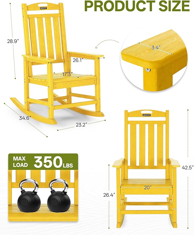 Outdoor Adirondack Rocking Chairs All-Weather HDPE Patio Rocker Chair