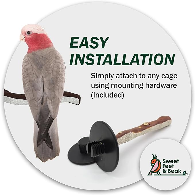 Sweet Feet and Beak Superoost Manzanita Pumice Pedicure Perch- Easy to Install Bird Cage Accessories for Healthy Feet, Nails and Beak - Natural Bird Perches Imitates Birds' Life in The Wild - M 10"