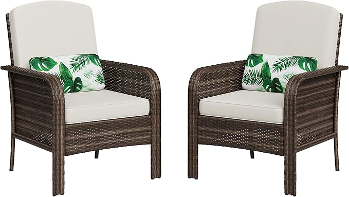 GarveeLife 2-Piece Wicker Chair Set, Comfortable,
