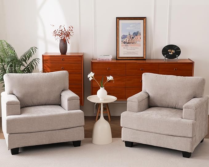 Rexulqo Oversized Accent Chair Set of 2, Upholstered Armchair