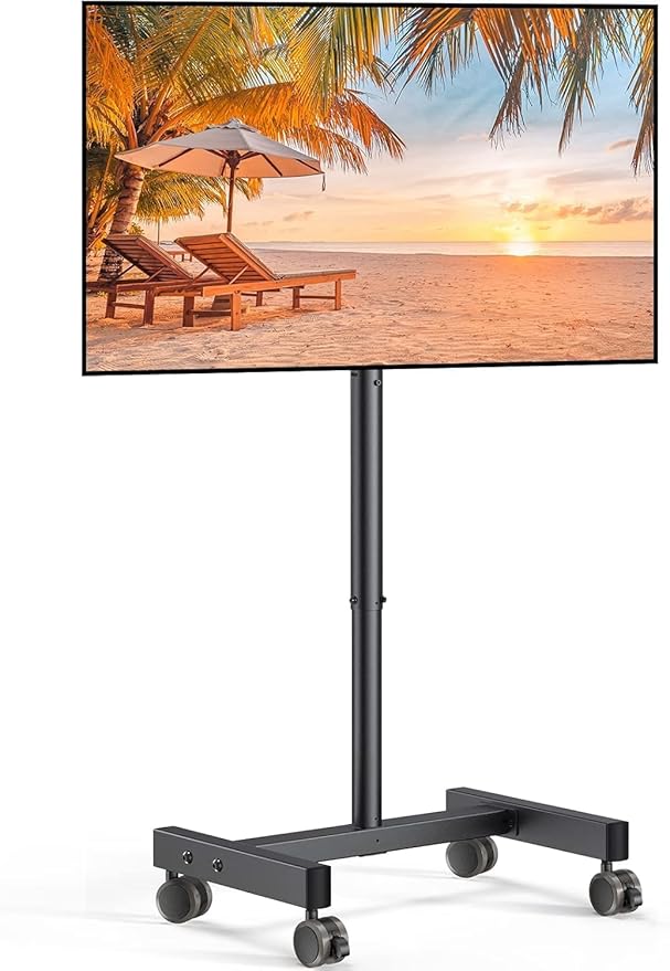 Perlegear Rolling TV Stand, Mobile TV Stand on Wheels